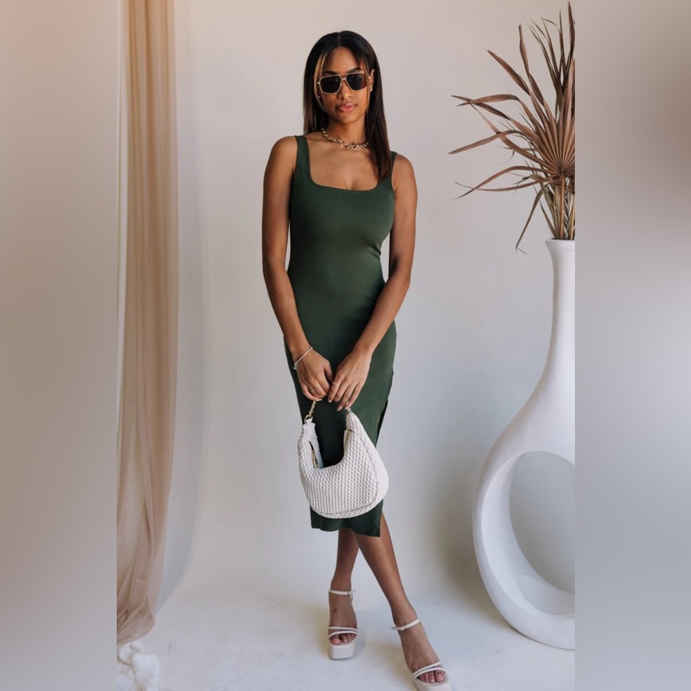 NYLA OLIVE BODYCON MIDI DRESS